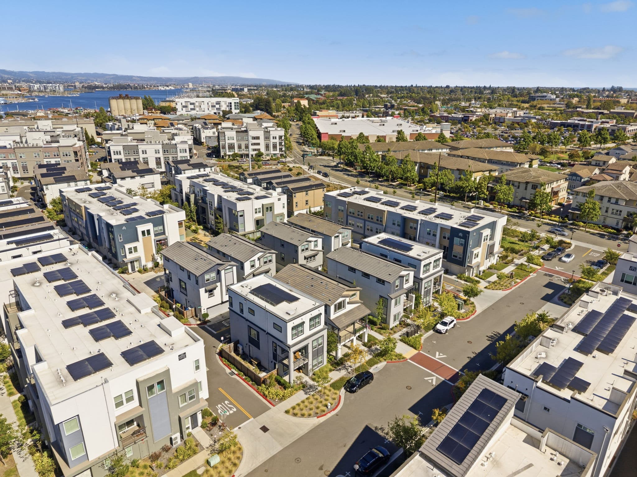 Aerial toward the Alameda Landing shopping center